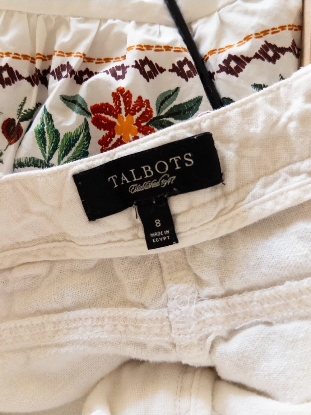 Talbots 100% Linen Seamed Straight Midi Skirt size 8 White Coastal Beach Summer